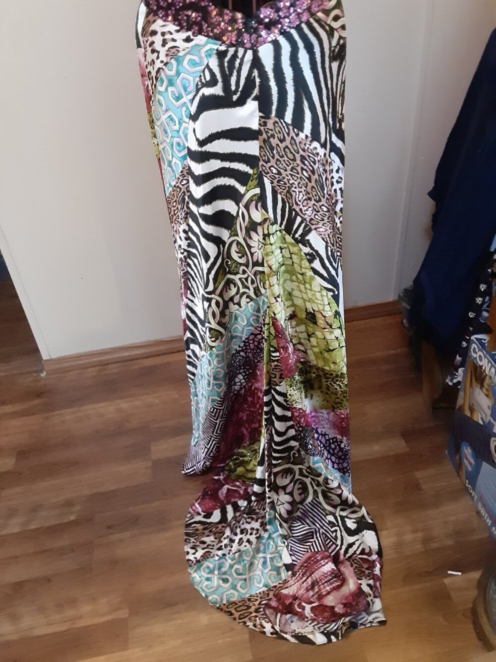 Mori Lee by Madeline Gardner formal sz 6 animal print cutout waist Y2K - Picture 6 of 16